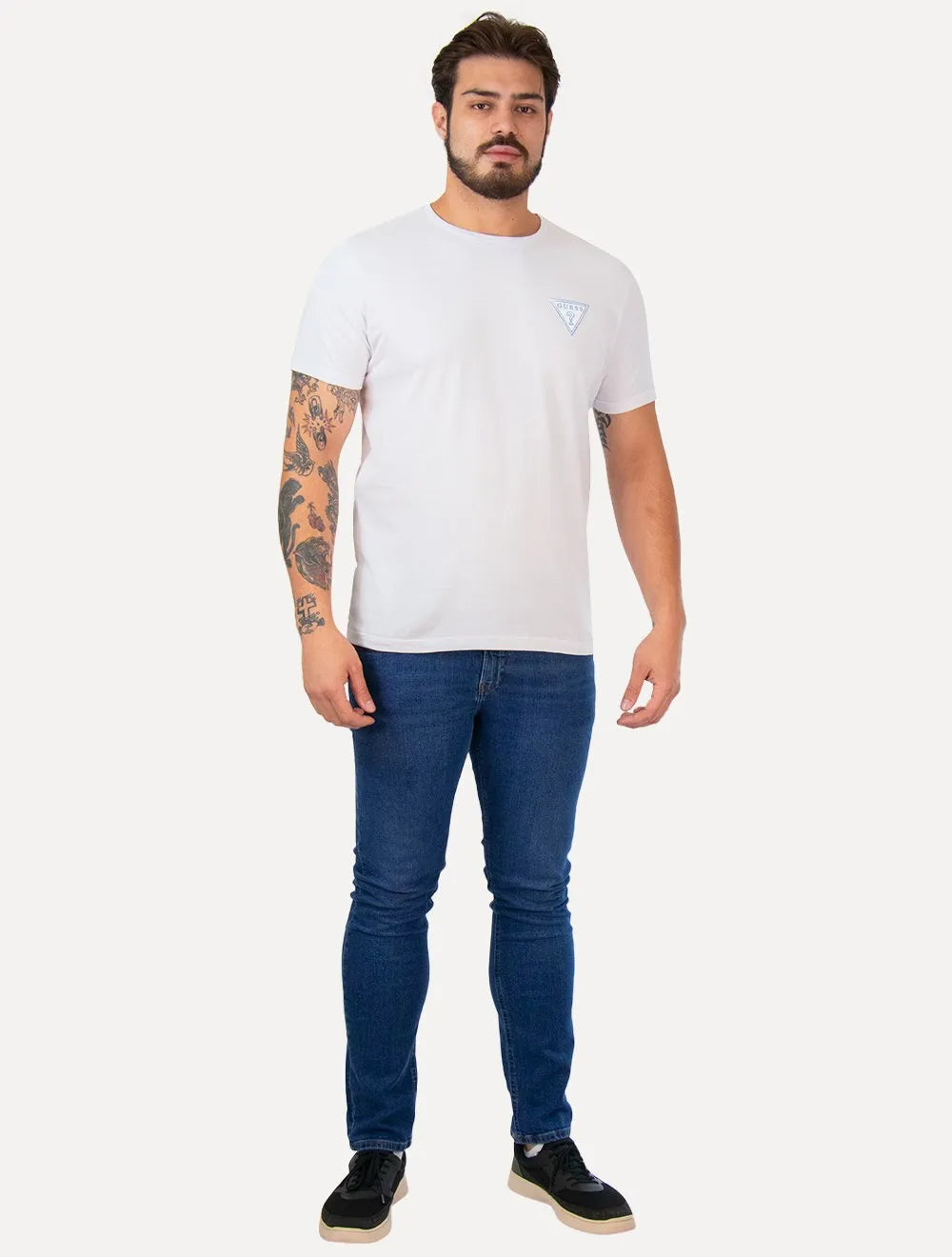 Camiseta Guess Masculina Los Angeles Tropical Branca