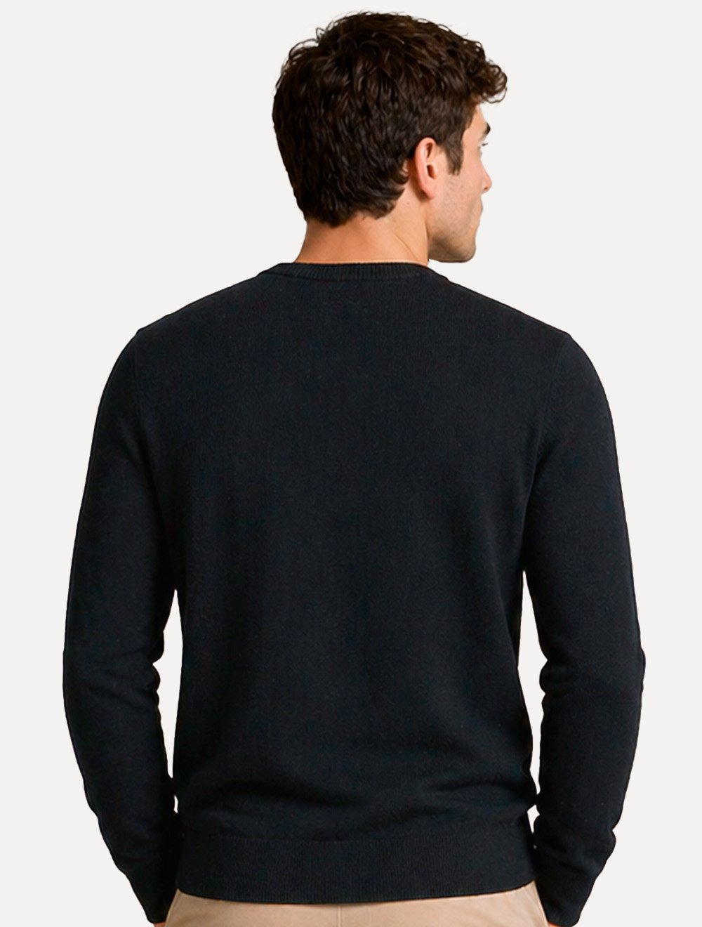 Suéter Dudalina Masculino Tricot Crewneck Basico Azul Marinho