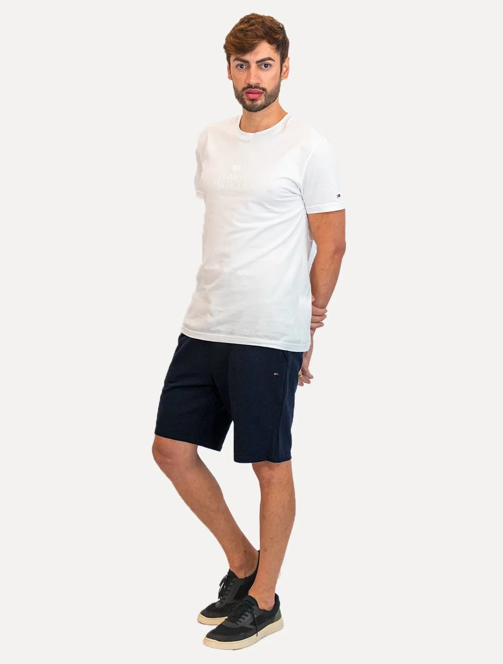 Bermuda Tommy Hilfiger Moletom Masculina Essential Terry Azul Marinho