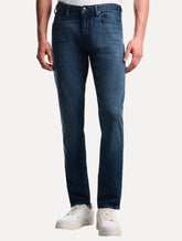 Calça Jeans Empório Armani Masculina J06 Slim Fit Stripe Azul Médio
