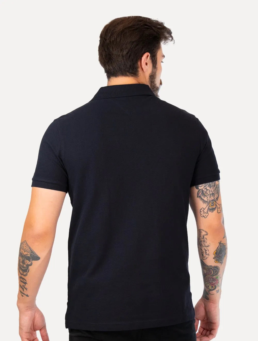 Polo Tommy Hilfiger Masculina Regular Shadow Global Stripe Azul Marinho