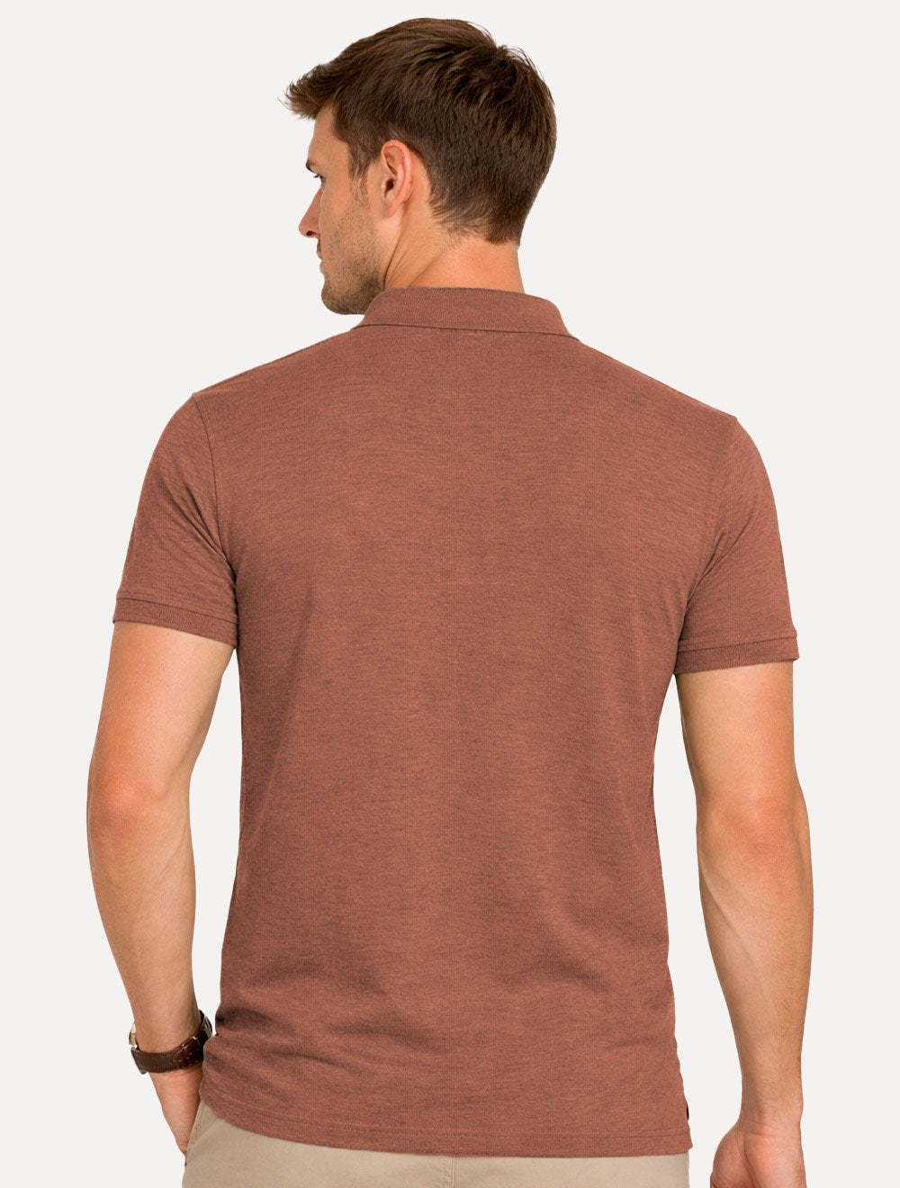 Polo Dudalina Masculina Piquet Basica Logo Bordado Marrom Médio