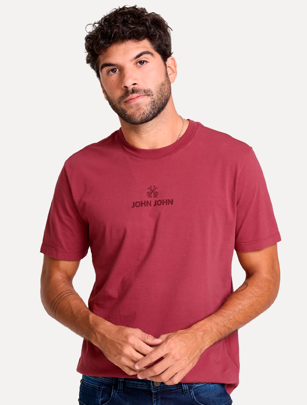 Camiseta John John Masculina Regular Fit Loft Vinho
