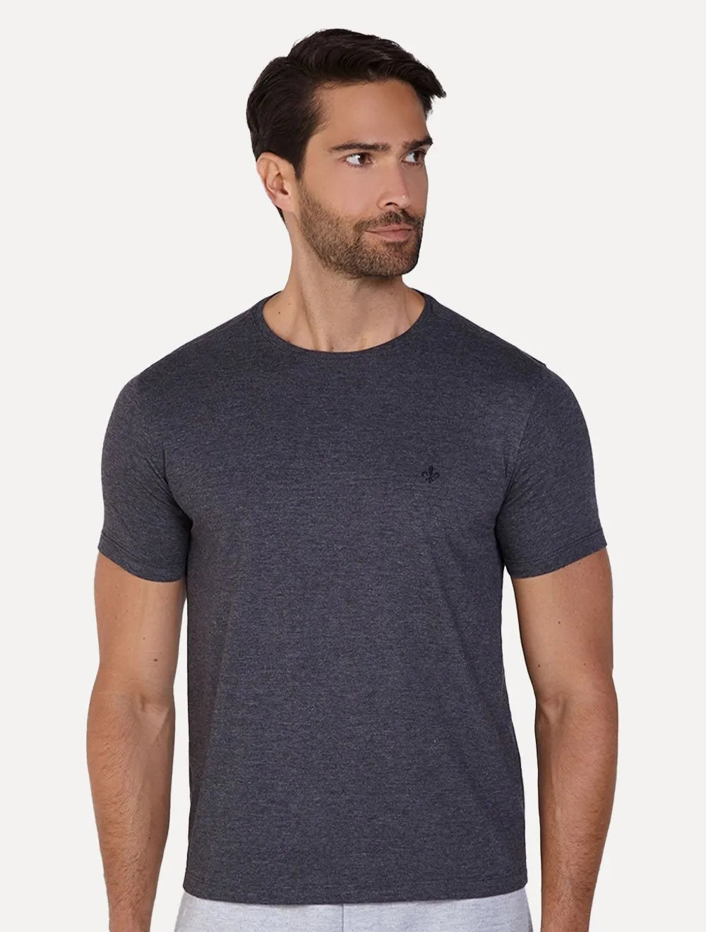 Camiseta Dudalina Masculina Sobretin Melange Chumbo Mescla
