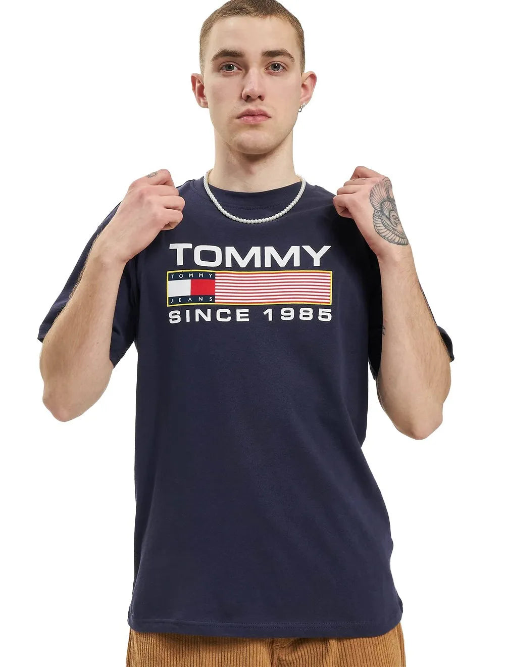 Camiseta Tommy Jeans Masculina Classic Athletic Twisted Logo Azul Marinho
