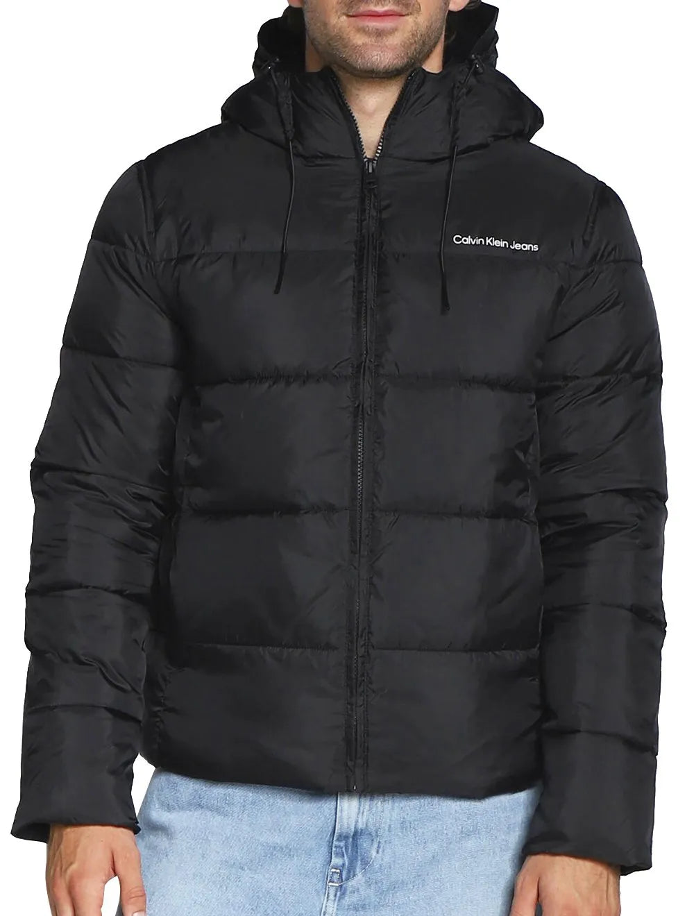 Jaqueta Calvin Klein Jeans Masculina Hoodie Matelassê Sust Logo Preta