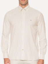 Camisa Tommy Hilfiger Masculina Regular Oxford Striped Cáqui