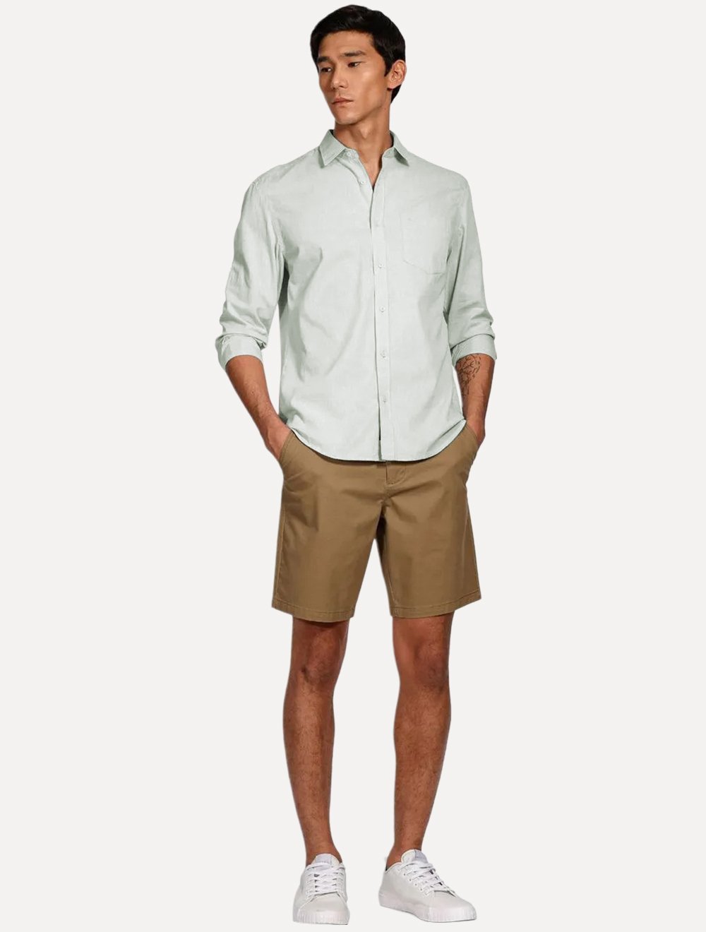 Camisa Aramis Masculina Regular Algodão Lotte Pocket Verde Mescla