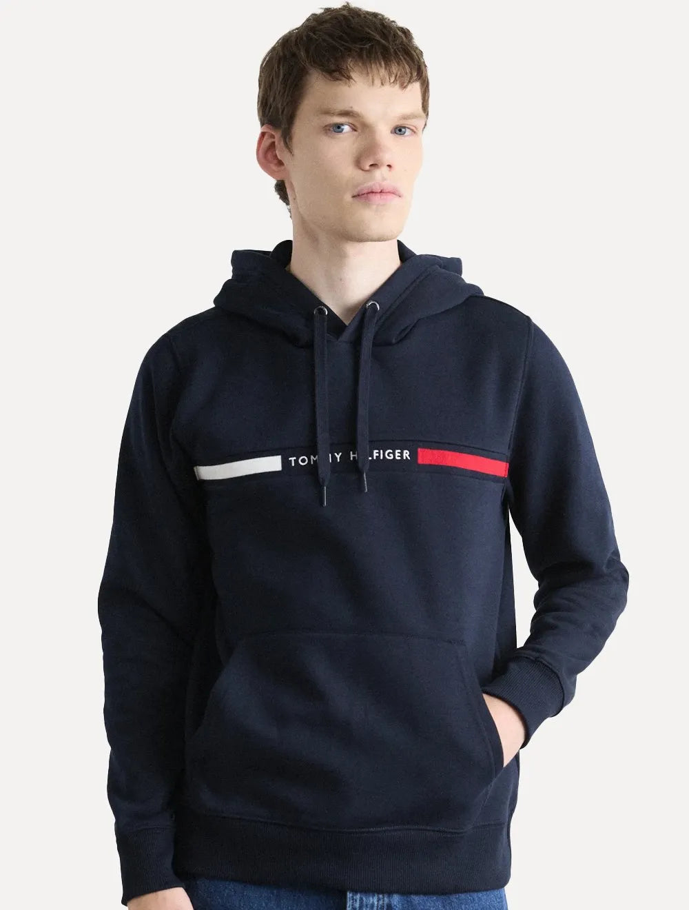 Moletom Tommy Hilfiger Masculino Chest Insert Flag Hoodie Azul Marinho