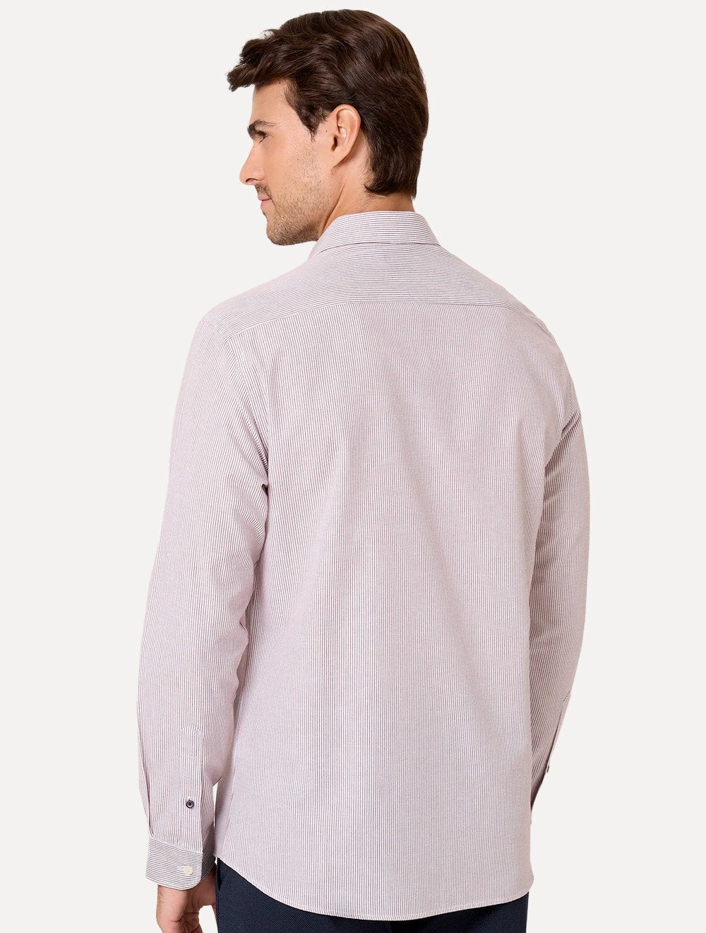 Camisa Dudalina Masculina Slim Superfine Cotton Listrada Vermelha