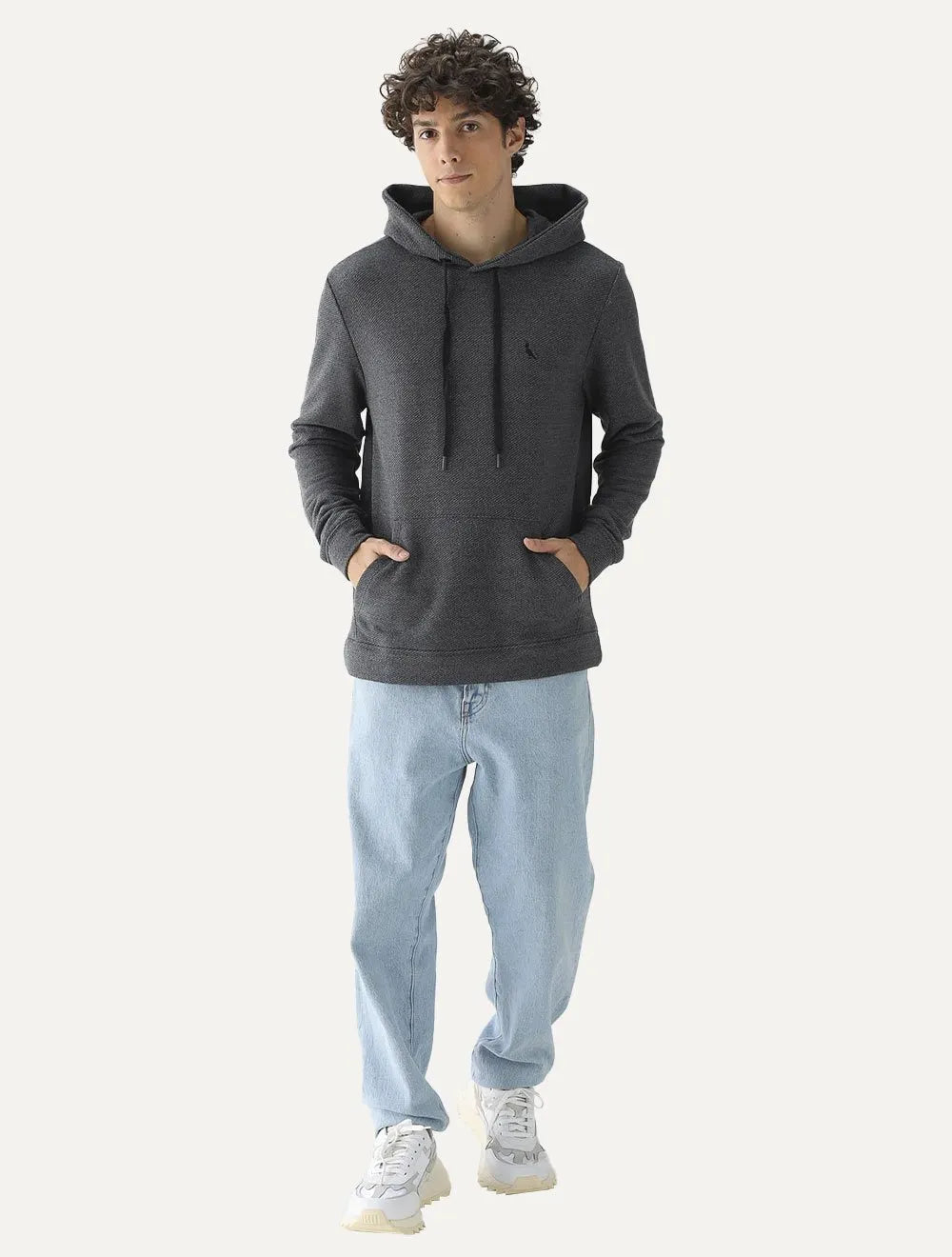 Casaco Reserva Masculino Moletinho Hoodie Capuz Grafite Mescla
