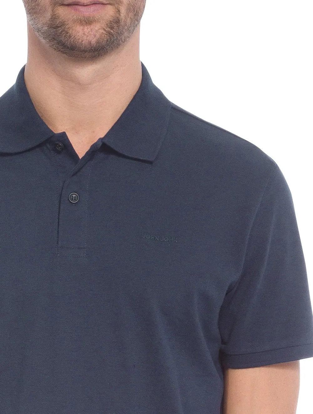 Polo John John Masculina New Simple Logo Azul Escuro