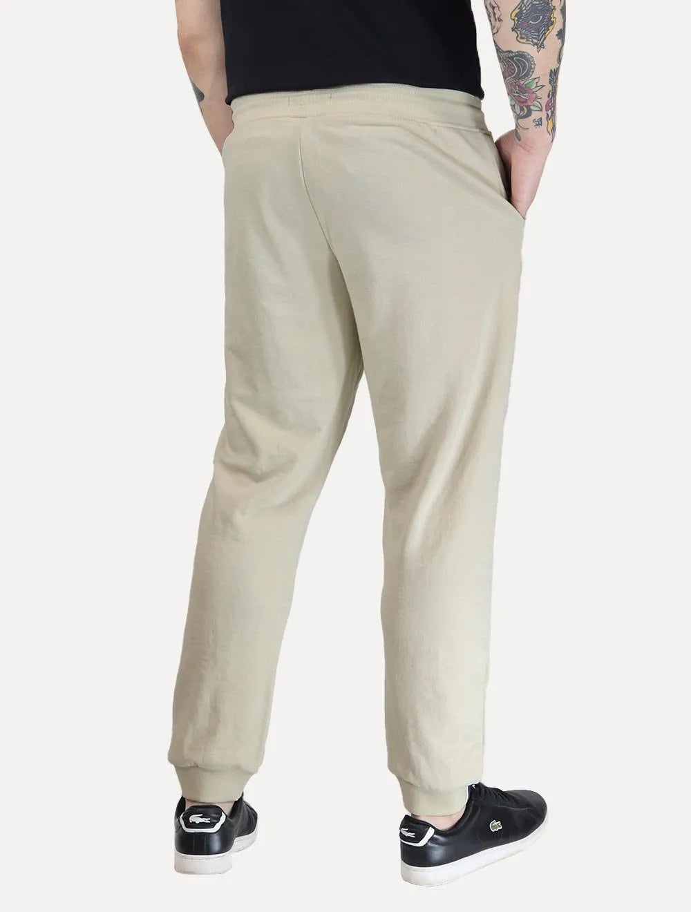 Calça Tommy Hilfiger Masculina Moletom Track Drawstring Vertical Logo Creme