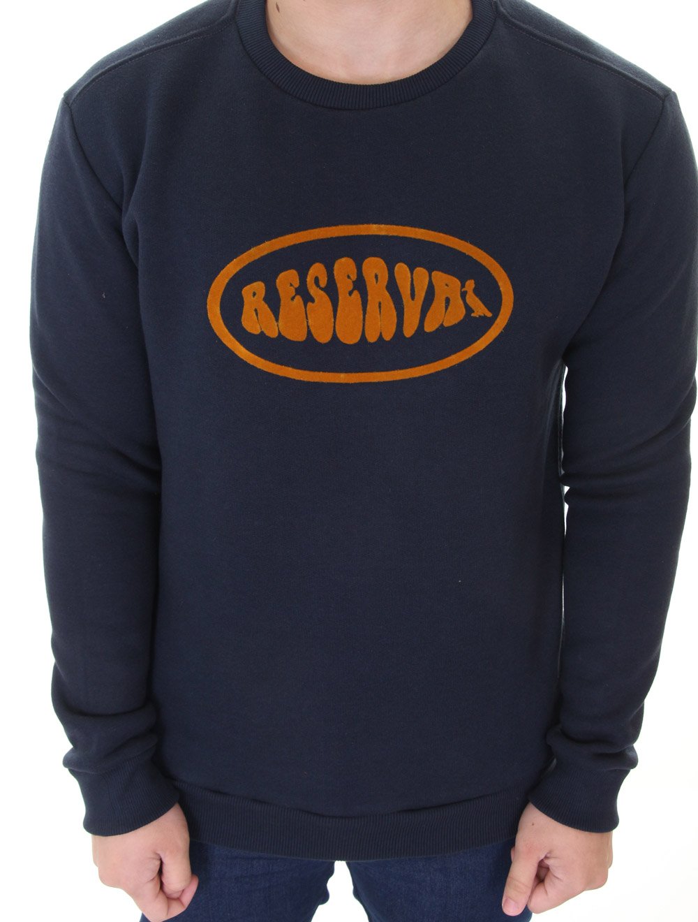 Moletom Reserva Masculino Crewneck Estampa Flocada Azul Marinho