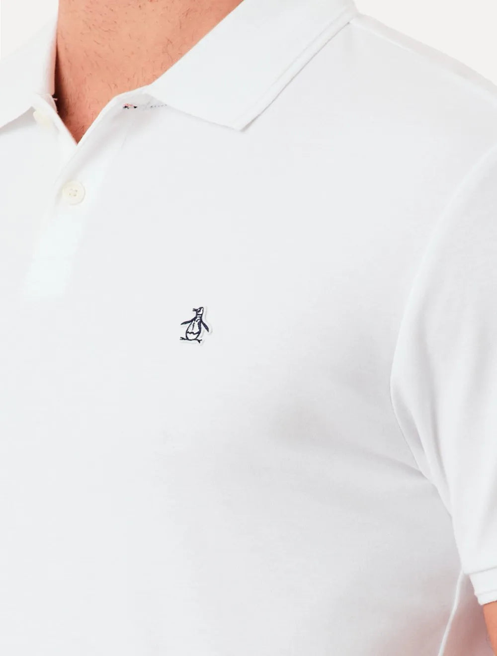 Polo Original Penguin Masculina Piquet Lisa Patch Branca
