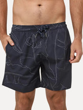 Short Aramis Masculino D'Água Elastico Estampado Traços Azul Marinho