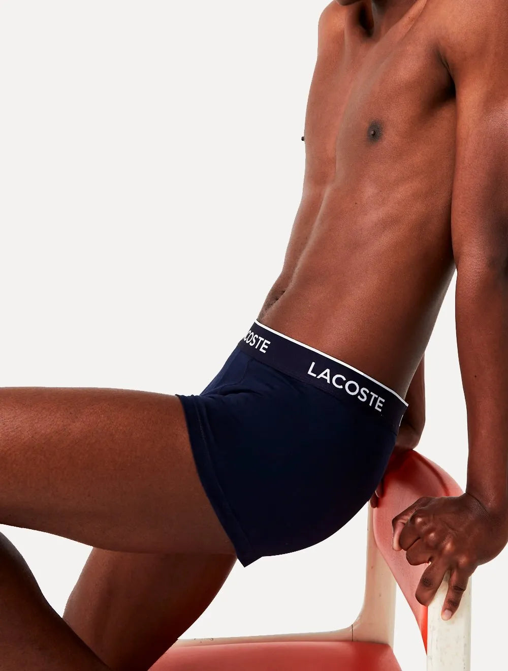 Cuecas Lacoste Boxer Casual Jersey Red Color Signature Azul Marinho Pack 3UN