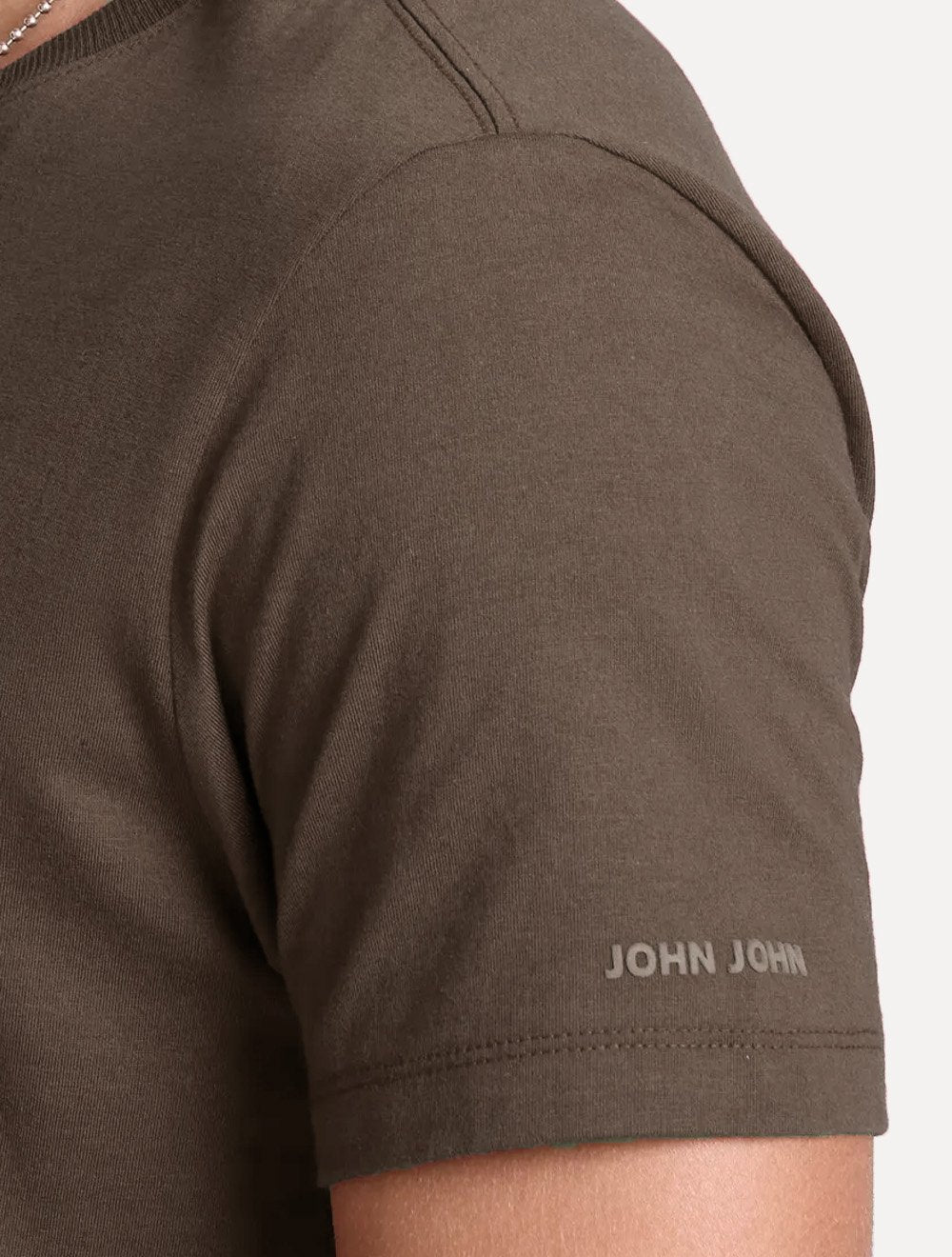 Camiseta John John Masculina Slim Fit Simple Marrom Escuro
