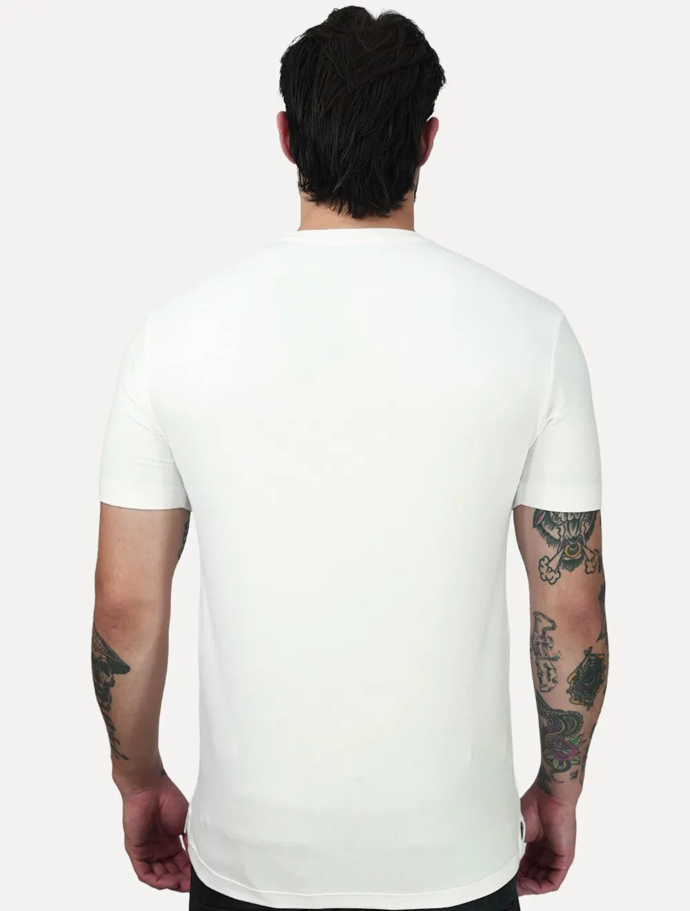 Camiseta K&J Black Cotton Flex Slim Off-White