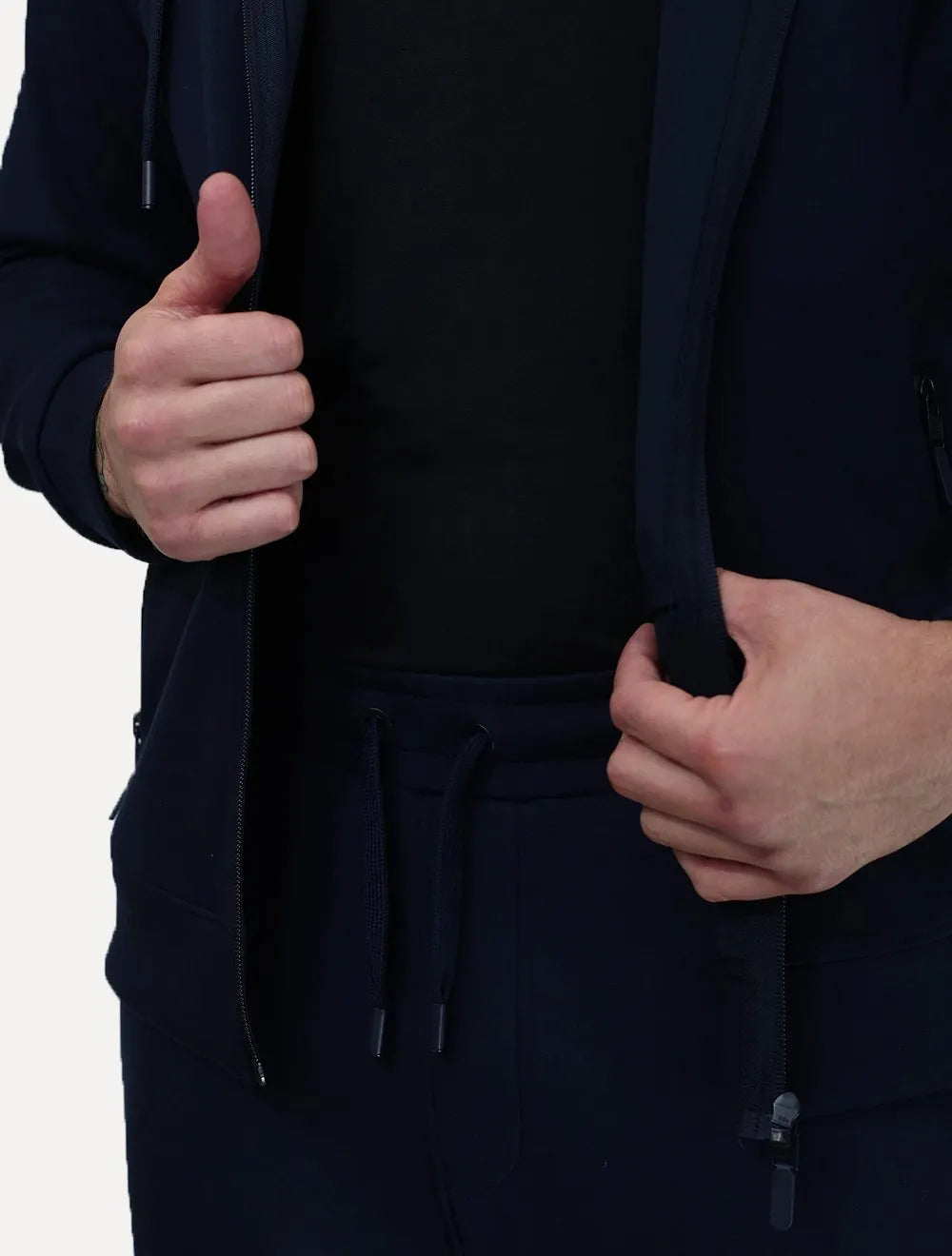 Conjunto Dixen Agasalho Moletom Jaqueta com Zíper Frontal Azul Marinho