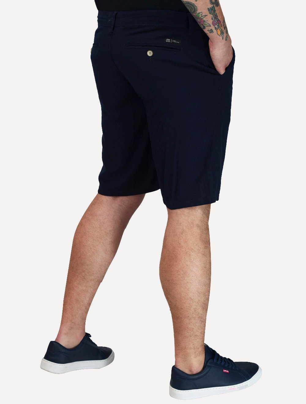 Bermuda King & Joe Masculina Slim Linho Azul Marinho