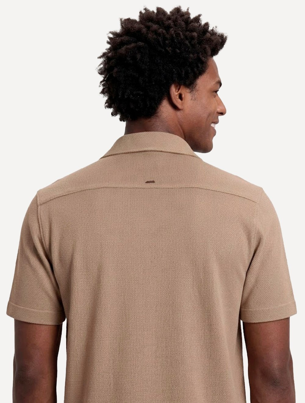 Camisa Aramis Masculina Manga Curta Piquet Bowling Tricot Areia