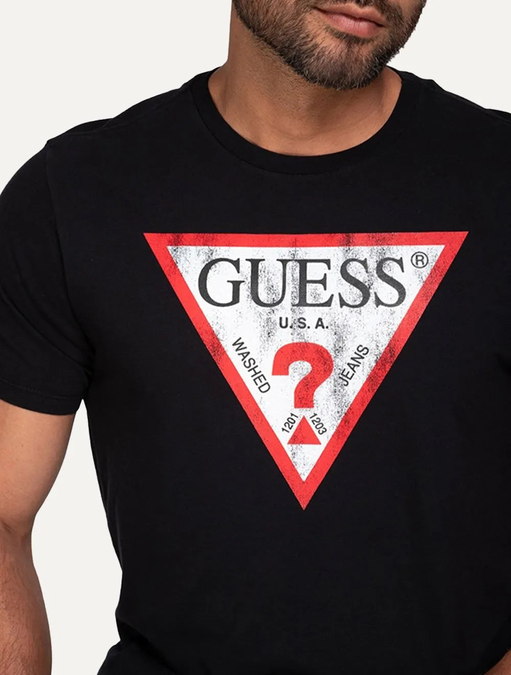 Camiseta Guess Masculina Grunge Logo Print Preta