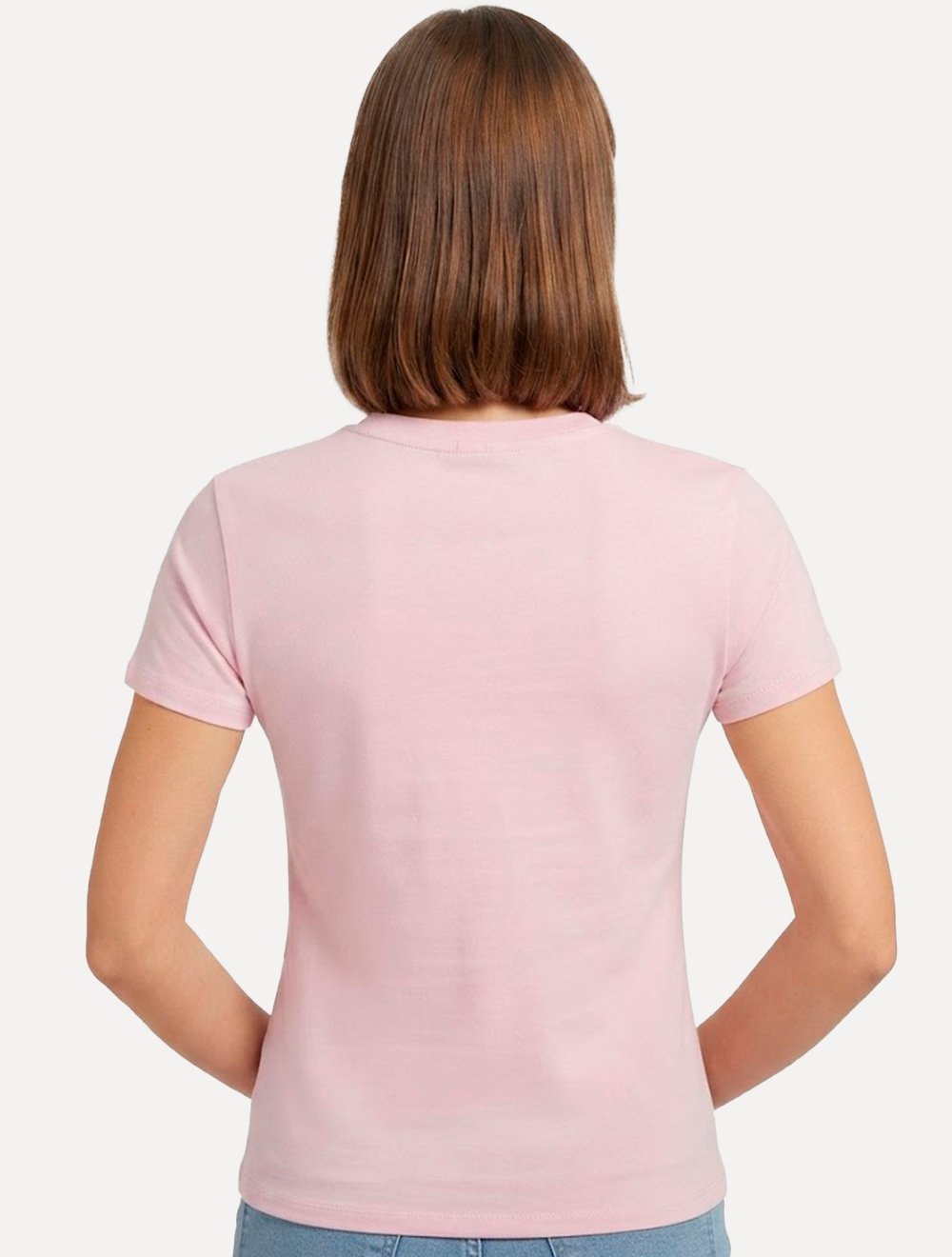 Camiseta Guess Feminina Signature Embroidery Logo Rosa Claro