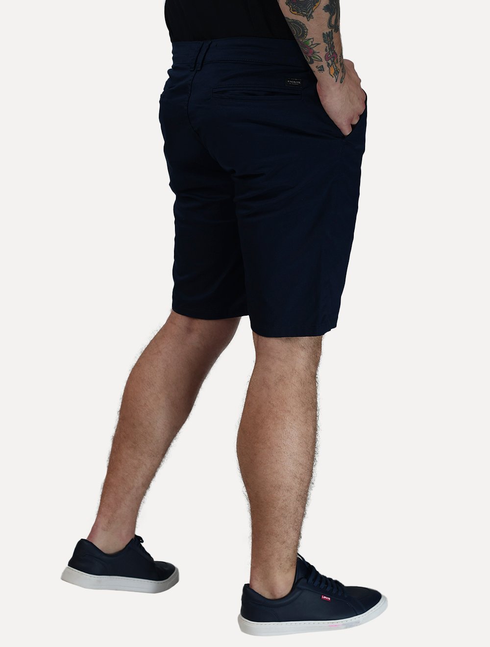 Bermuda King & Joe Masculina Slim Sarja Azul Marinho