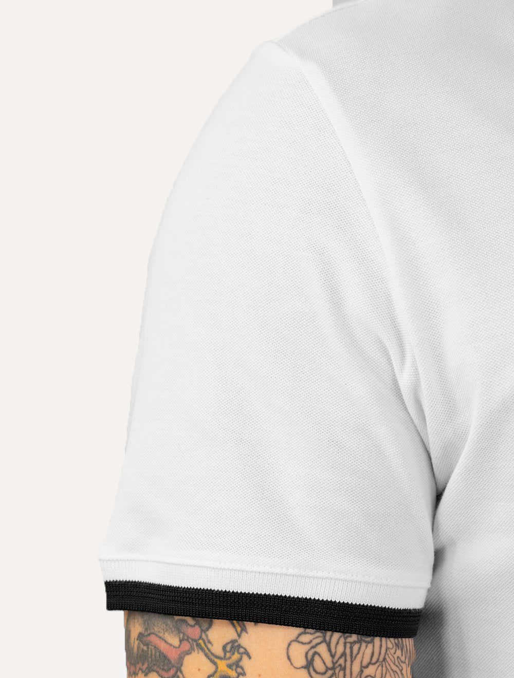 Polo Tommy Jeans Masculina Piquet Regular Placket Friso Branca