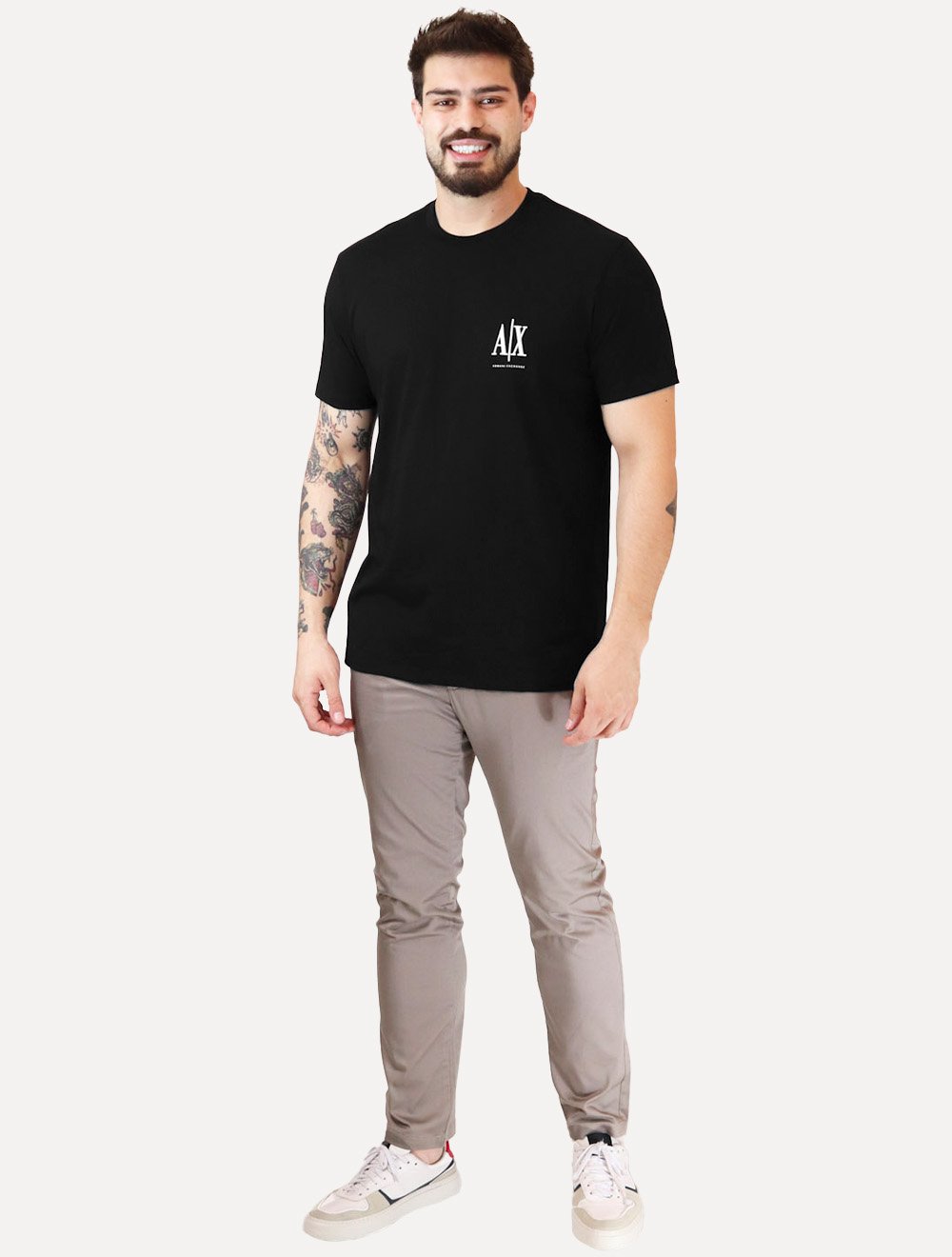 Camiseta Armani Exchange Masculina Embroidery AX Light Logo Preta