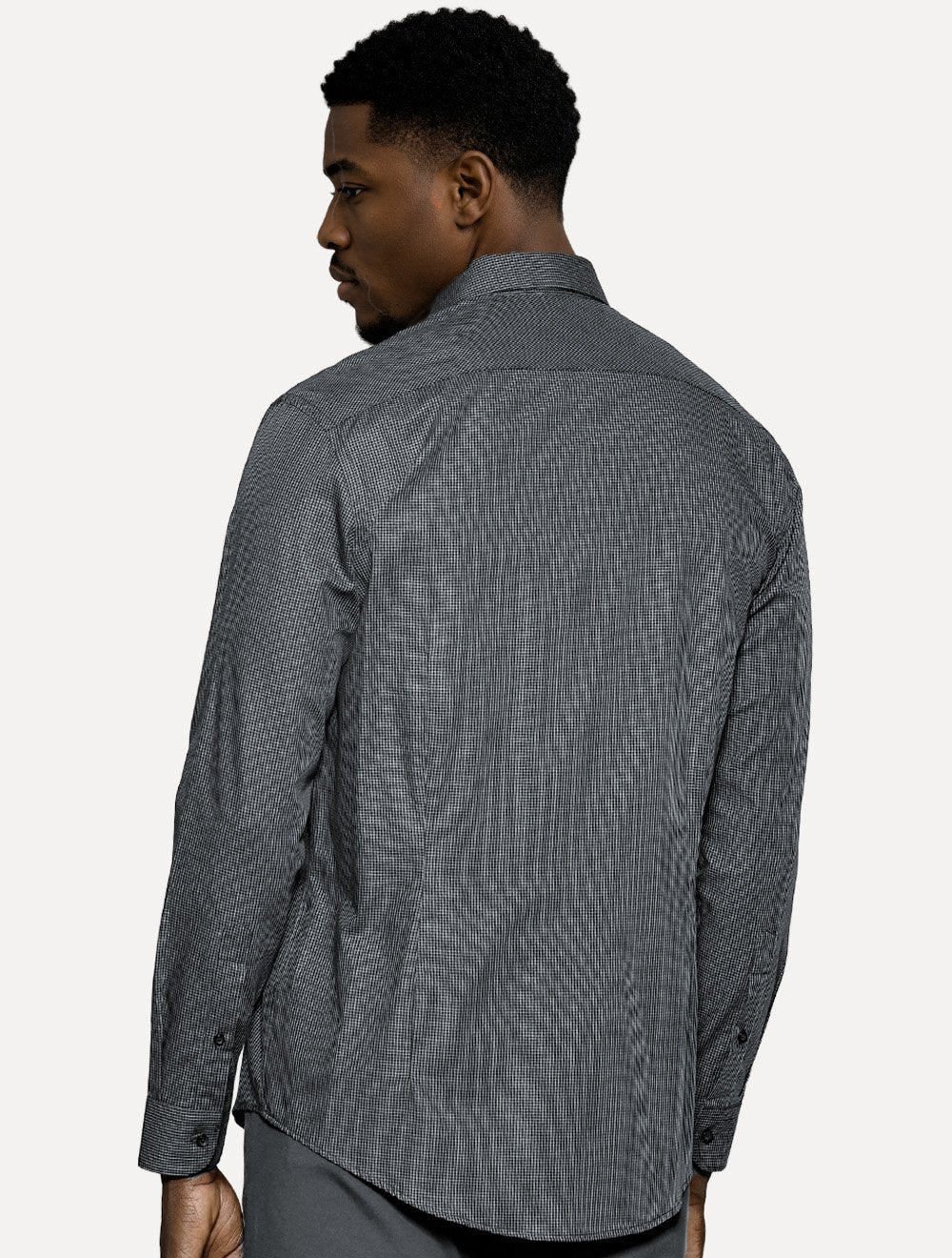 Camisa Aramis Masculina Manga Longa Mini Xadrez Marinho/Branco
