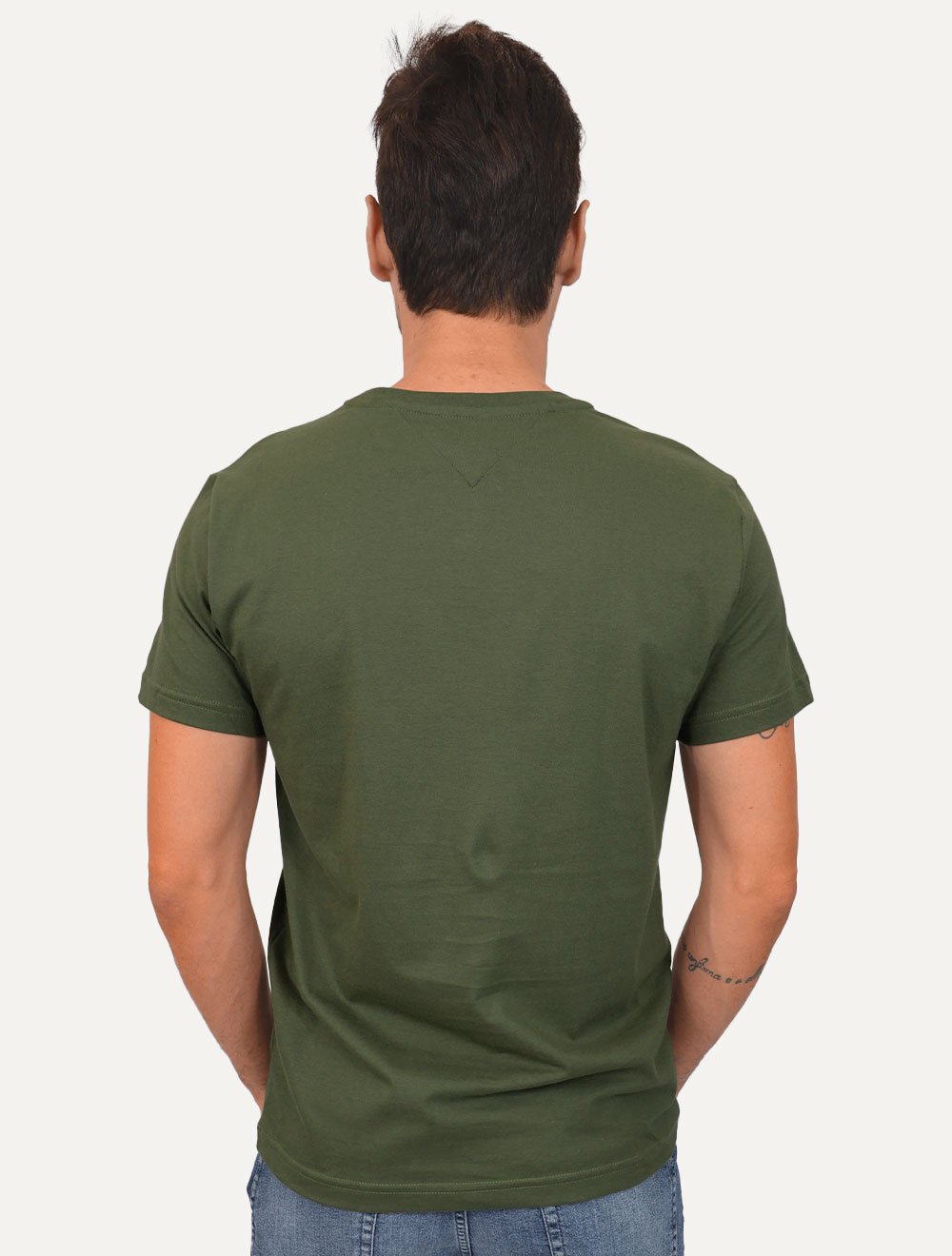 Camiseta Tommy Hilfiger Masculina Mid Embroidered Chest Verde Militar
