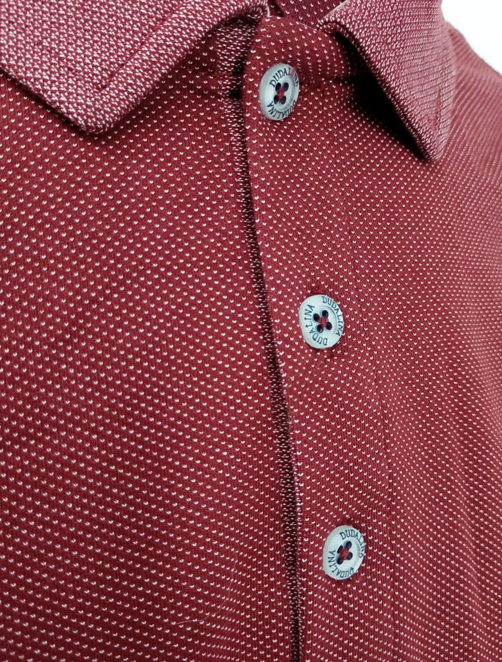 Polo Dudalina Masculina Malha Maquinetada Dots Bordô