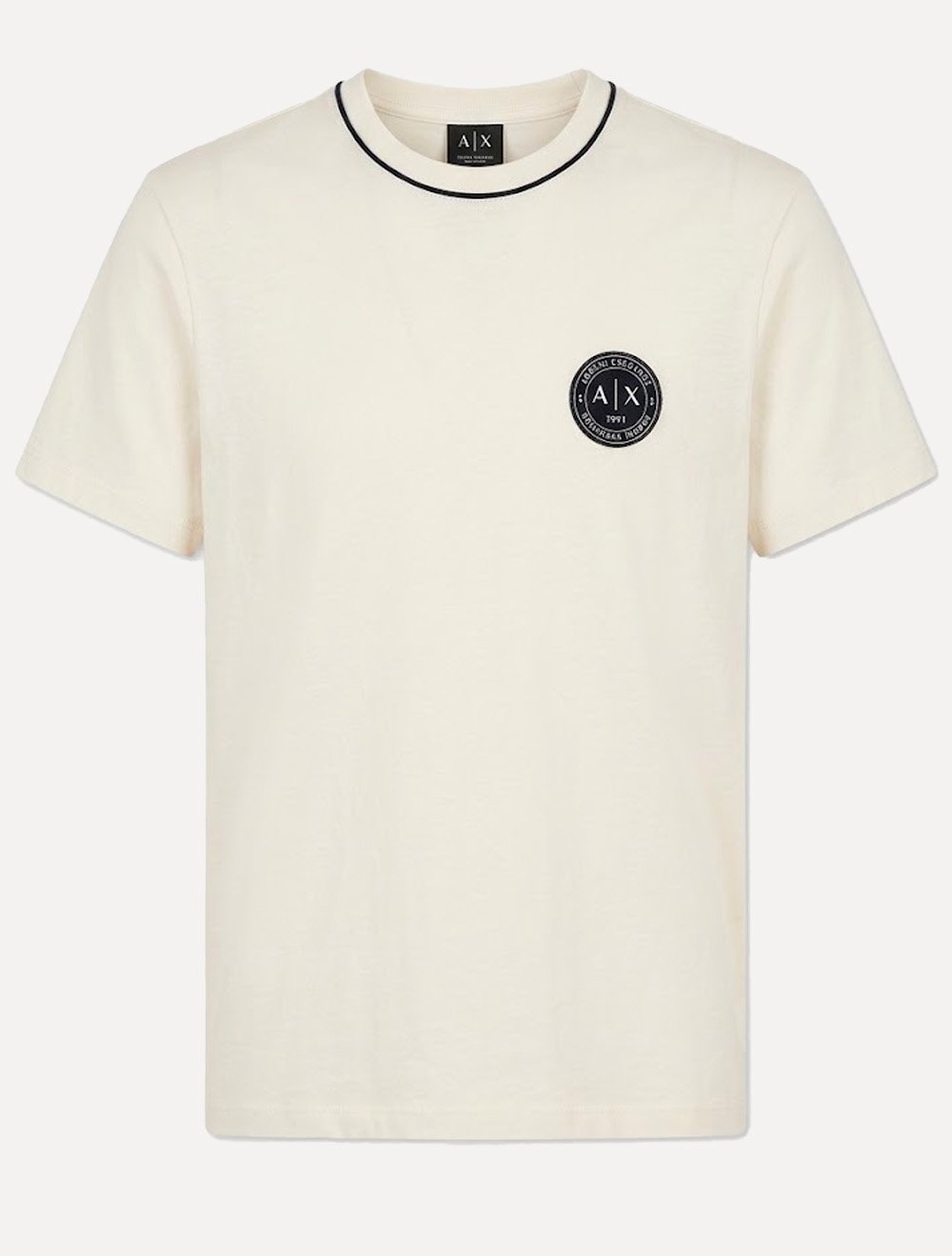 Camiseta Armani Exchange Masculina Regular Fit Patch Shield Logo Off-White