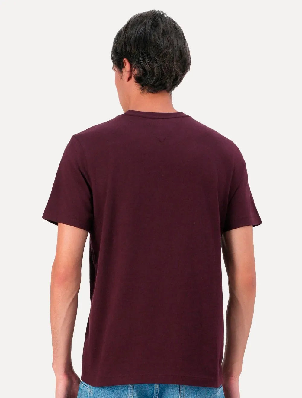 Camiseta Tommy Jeans Masculina Regular Jersey C-Neck Flag Vermelho Escuro