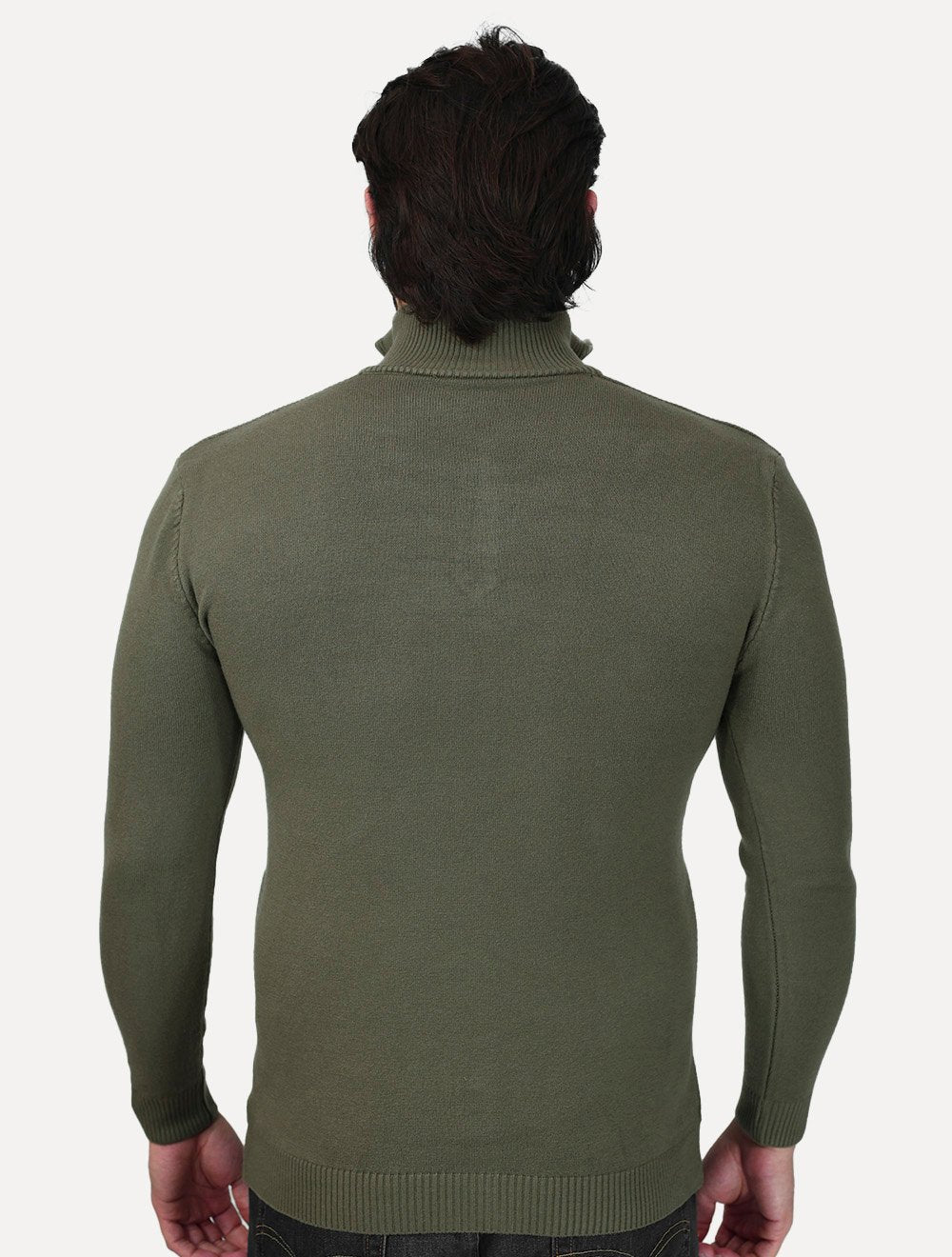 Suéter Dixen Masculino Tricot Straights Half-Zip Gola Alta Verde
