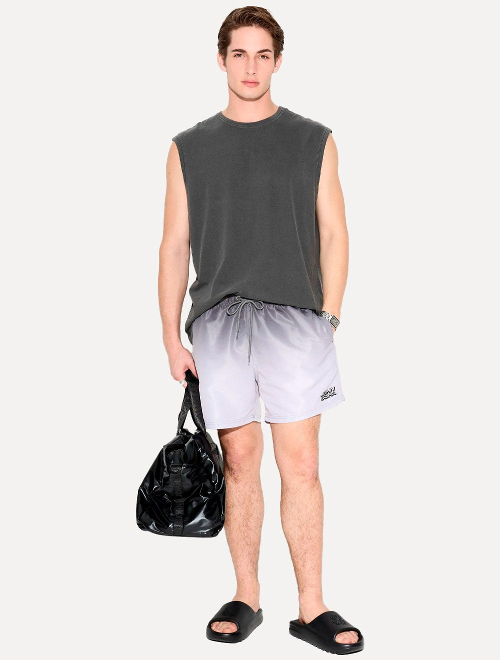 Regata John John Masculina Relaxed Fit Stone Mini Logo Cinza