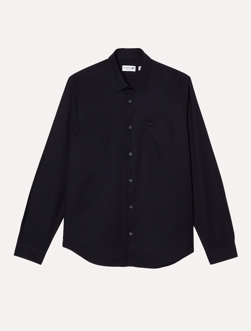 Camisa Lacoste Masculina Regular Poplin Cotton Pocket Mono Azul Marinho