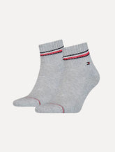 Meias Tommy Hilfiger TH Men Iconic Quarter Cinza Mescla Kit 2 Pares