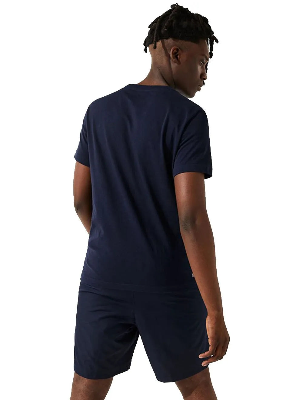 Camiseta Lacoste Masculina Jersey Sport 3D Green Logo Azul Marinho