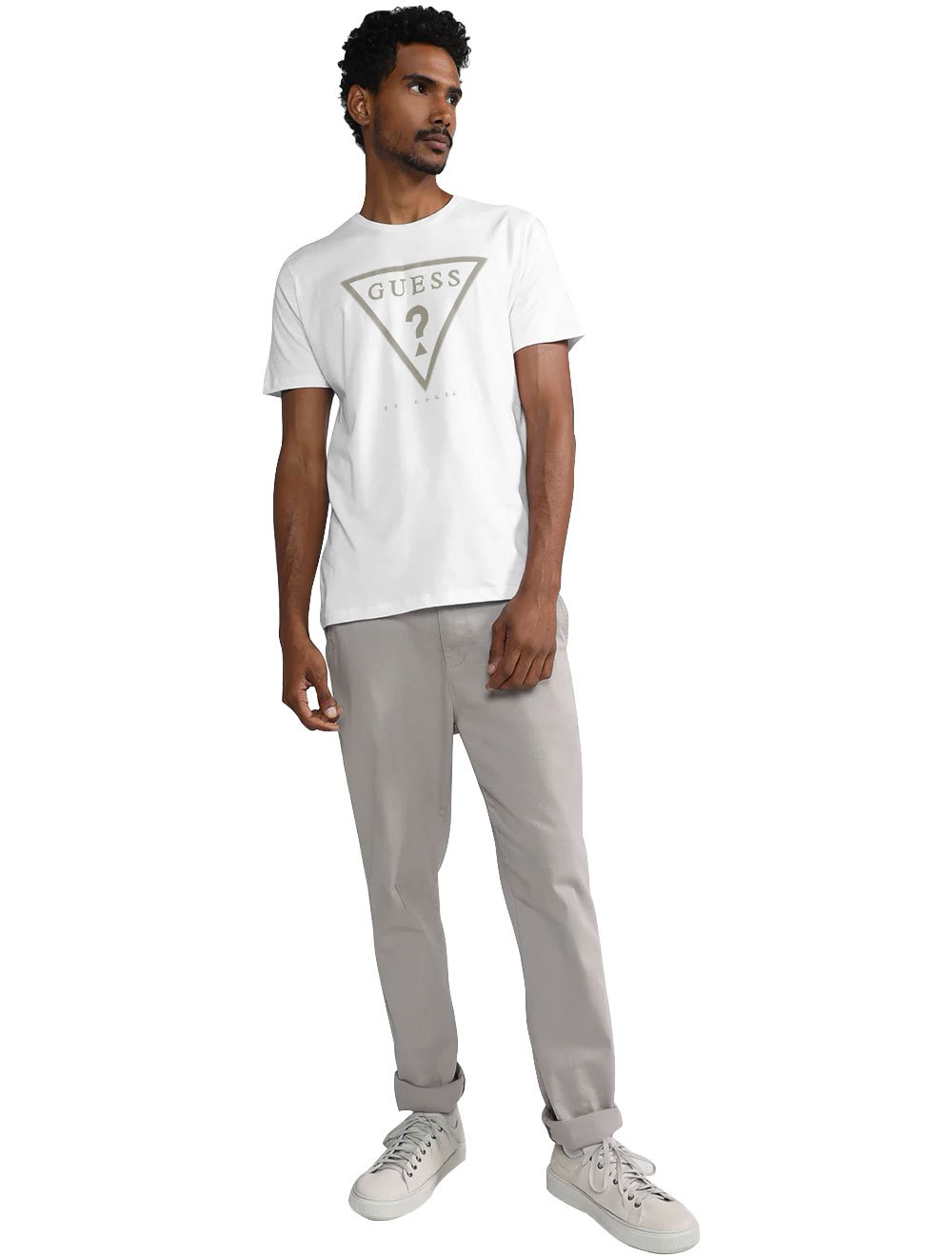 Camiseta Guess Masculina Classic Hollow Grey Los Angeles Branca