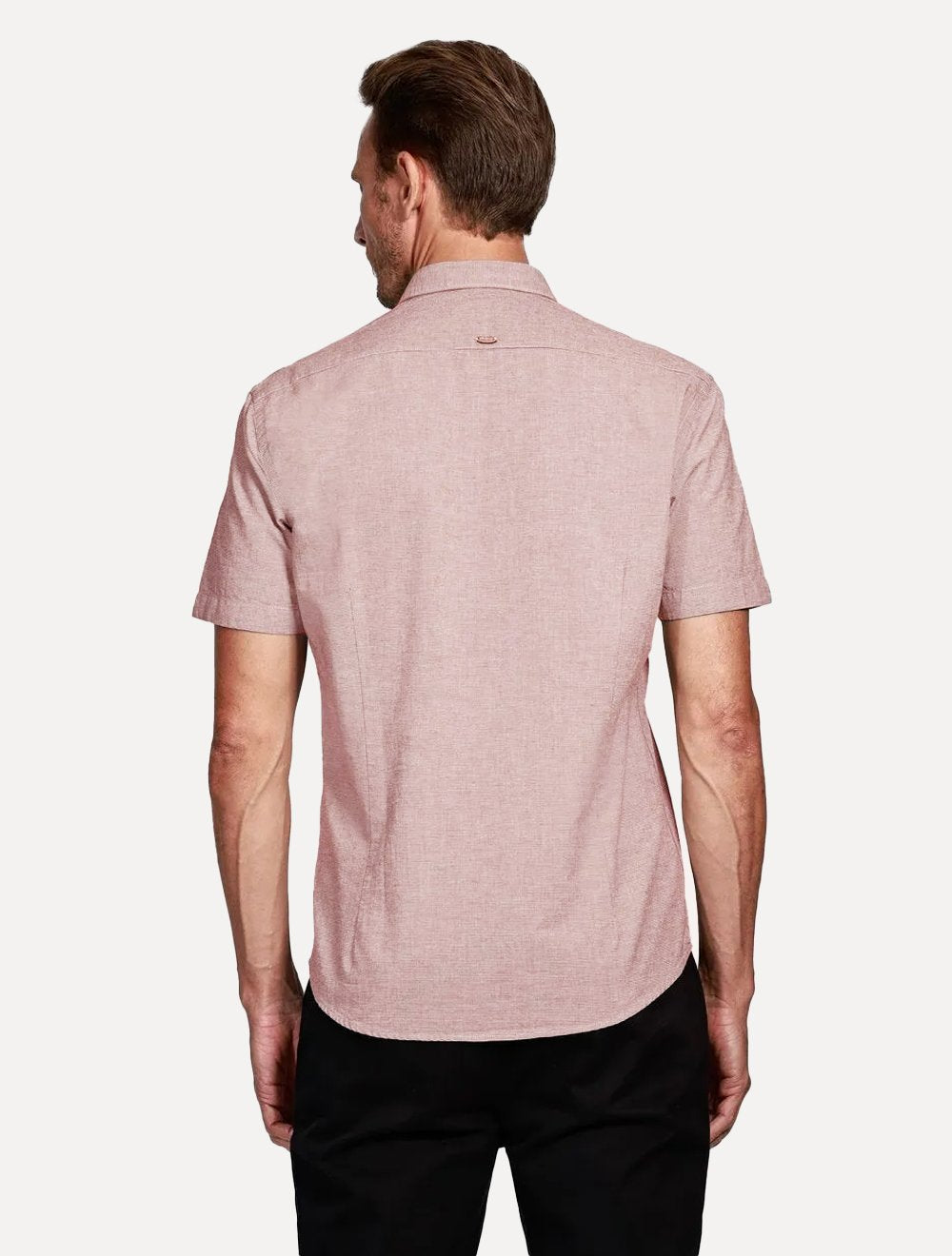 Camisa Aramis Masculina Manga Curta Slim Falso Liso Belfort Terracota Mescla