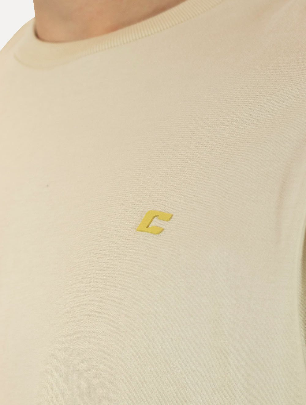 Camiseta Colcci Masculina Basica Logo Minimalista Off-White