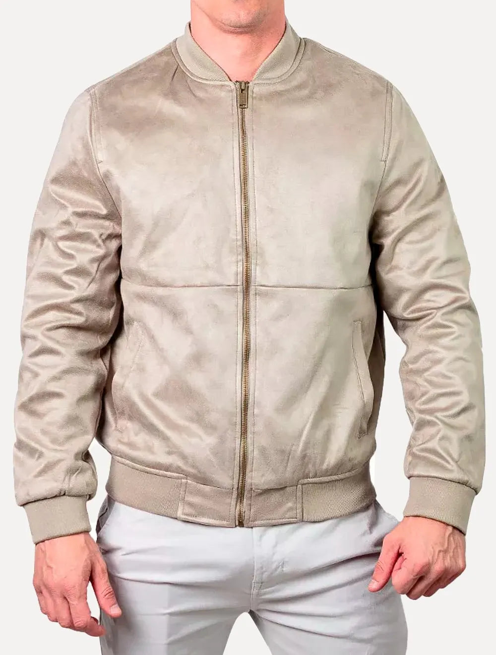 Jaqueta King & Joe Masculina Suede Bomber Cáqui