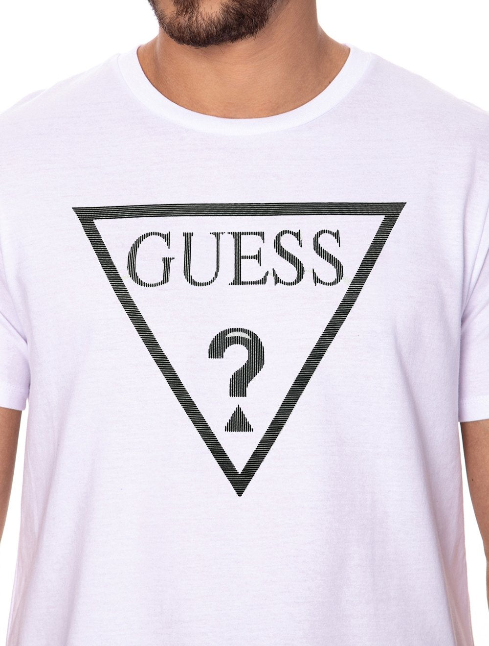 Camiseta Guess Masculina Class Faded Lines Logo Branca