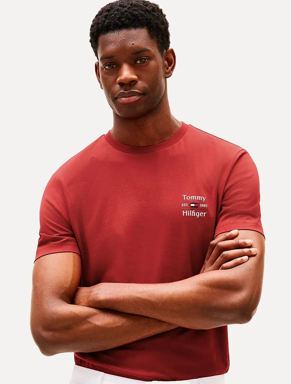 Camiseta Tommy Hilfiger Masculina Regular Stack Vermelho