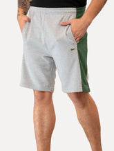Bermuda Lacoste Masculina Moletom Fleece Colourblock Jogger Cinza Mescla