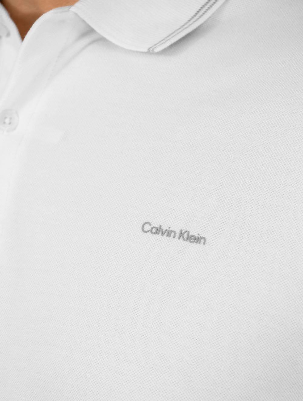 Polo Calvin Klein Piquet Regular Básica Friso Branca