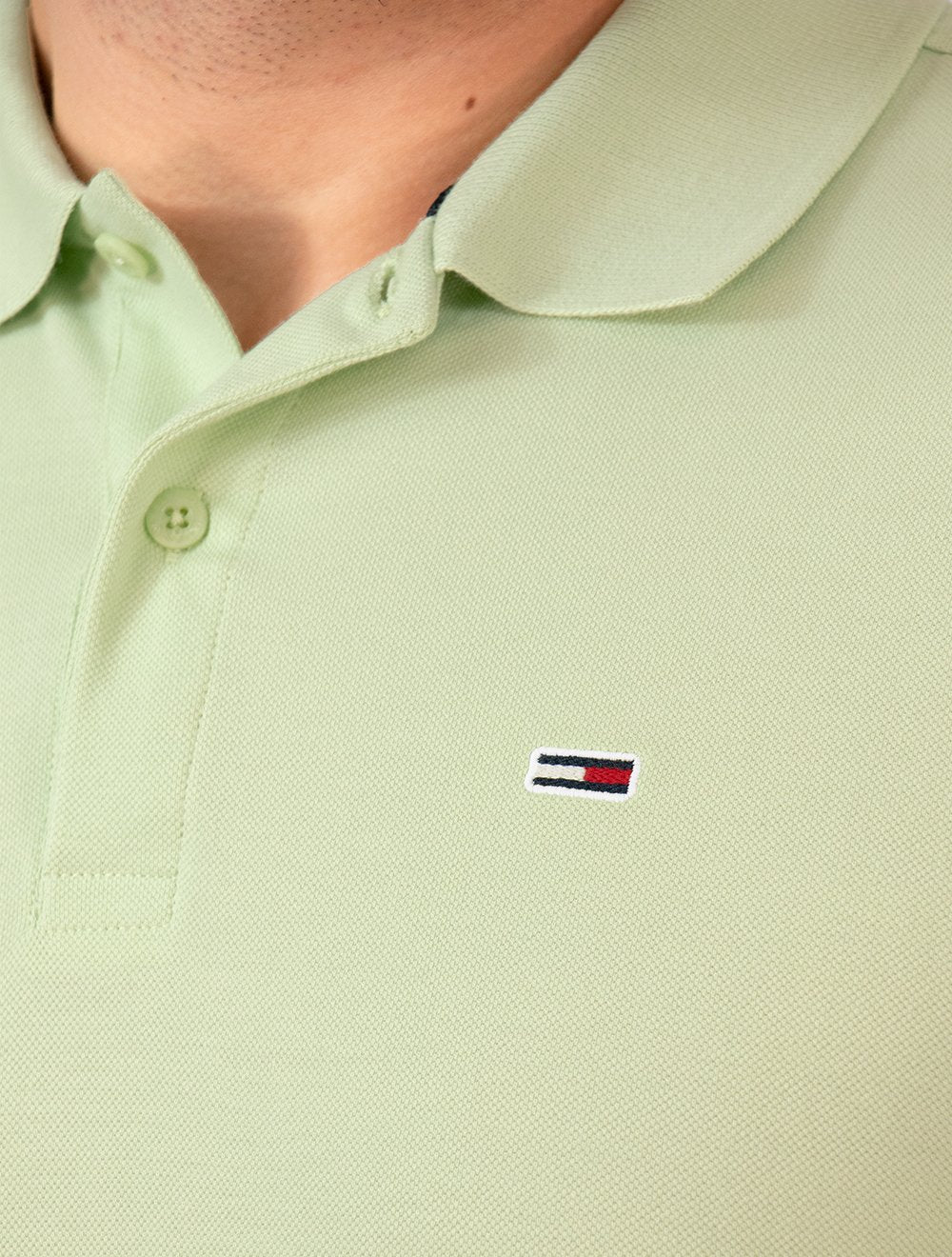 Polo Tommy Jeans Masculina Piquet Regular Placket Verde Claro